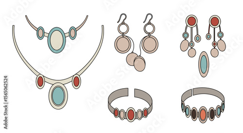 Exquisite Jewelry Set: Necklace Earrings and Bracelet with Gemstones for Women and Girls