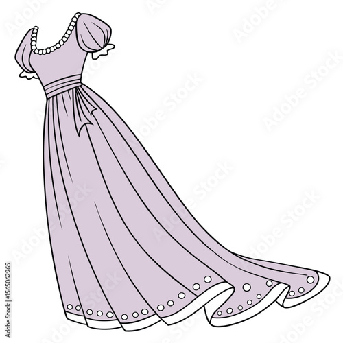 Dreamy lavender pink empire dress, soft and romantic flowing design