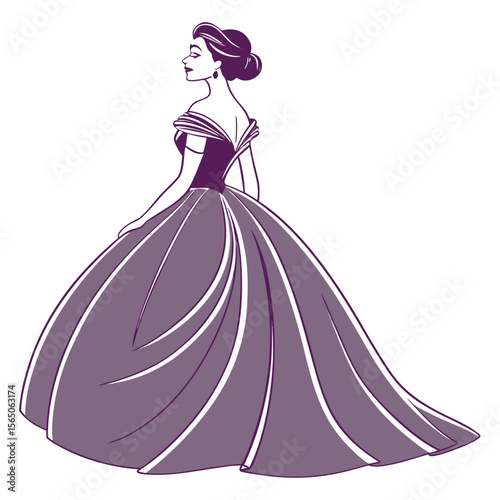 Majestic violet ball gown, deep regal color perfect for grand entrance