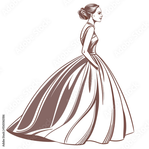 Modern rose gold tea length wedding dress, sleek design for special day