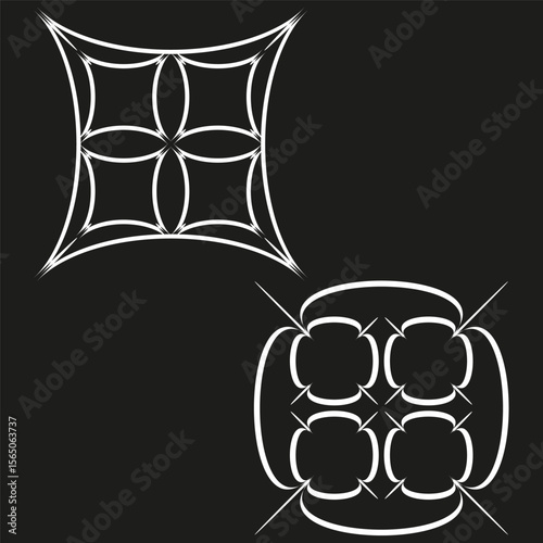 Diamond frame icons. Rhombus window shapes. Geometric grid Vector. Minimal outline set.