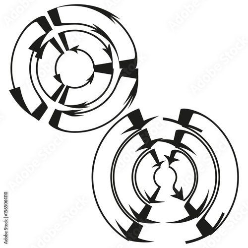 Futuristic hud icons. Cyber ring symbols. Tech circle Vector. Digital circuit design.
