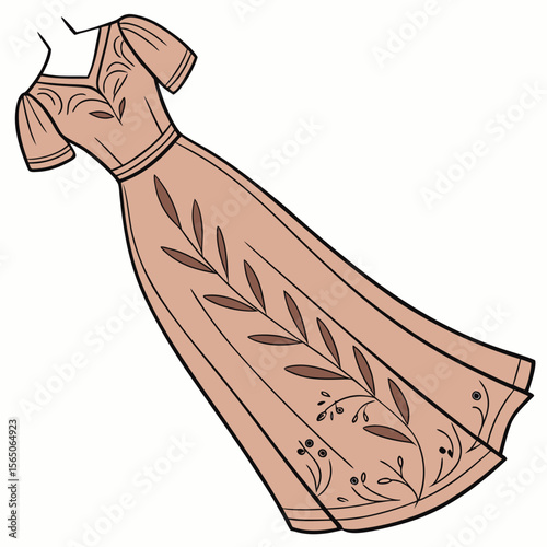 Earthy terracotta mermaid dress featuring elegant details, perfect for a unique and sophisticated style.