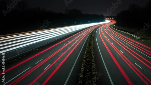 Wallpaper Mural Nighttime highway with light trails from vehicles Torontodigital.ca