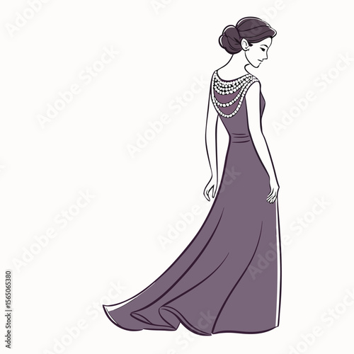 Sophisticated plum purple sheath wedding dress, elegant and refined, ideal for a contemporary and unique bridal look.