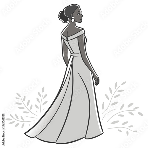 Elegant smoky grey sheath wedding dress, modern and refined, perfect for a sophisticated bridal look.