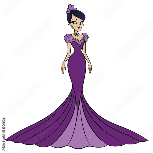 Majestic amethyst purple mermaid gown, regal and sophisticated, with a sleek silhouette for a grand entrance.