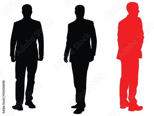 Silhouettes of Businessmen in Formal Attire Standing 