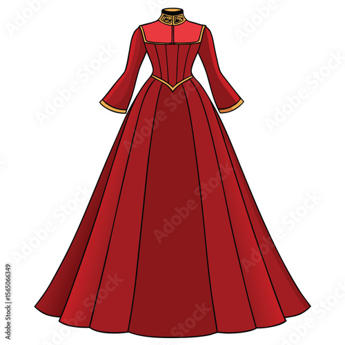 Regal blood red A-line gown featuring luxurious velvet fabric, a bold and sophisticated statement piece.