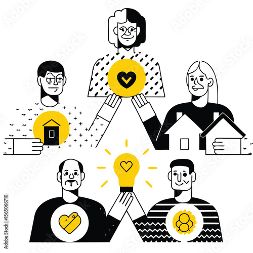 Empowering Communities: Optimistic Vector Illustrations for Social Contribution, Volunteerism, and Charity Initiatives
