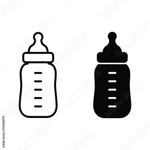 Two Black and White Baby Bottle Icons milk bottle feeding bottle