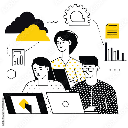 Innovating Online: Modern Vector Illustrations for Web Development, Digital Business, and Tech Collaboration
