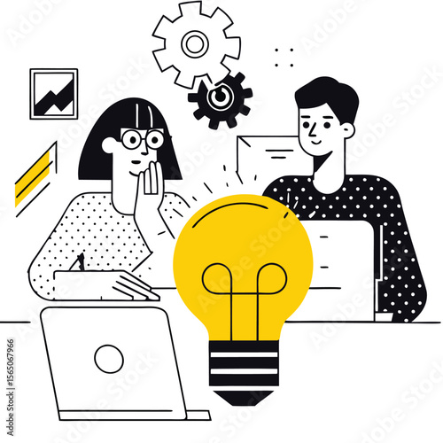 Innovating Online: Modern Vector Illustrations for Web Development, Digital Business, and Tech Collaboration
