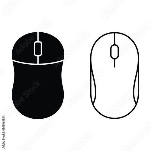 Black and White Computer Mouse Icons on White Background