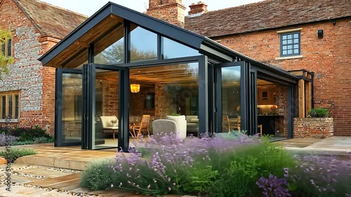 Modern Glass Extension on Beautiful Brick House