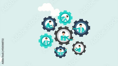 Gears with professional inside and moving cloud 4k video illustration