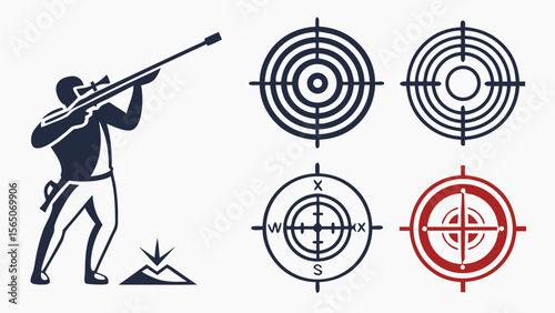 A focused marksman aiming a rifle at a target, showcasing precision and skill in shooting practice.