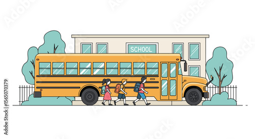 The Yellow School Bus Awaits Pupils Ready for Another Exciting Day of Learning