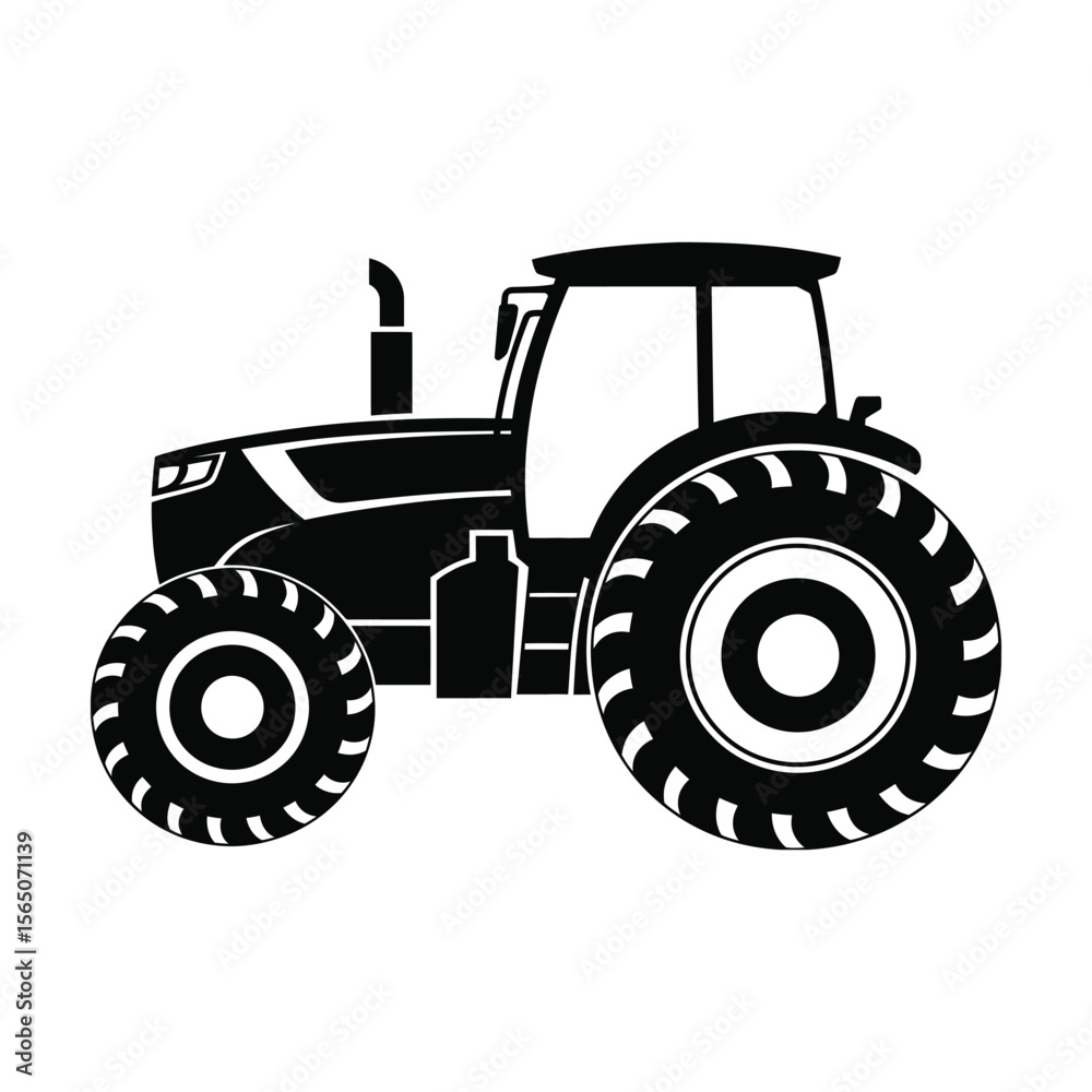 Obraz premium Black and White Tractor Illustration on White Background
