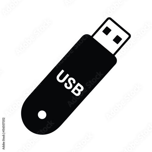 Black and White U S B Flash Drive Illustration memory stick