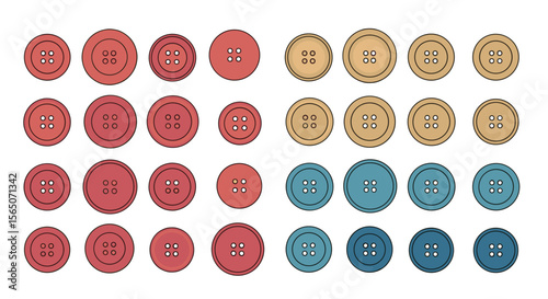 An Assortment of Round Colorful Buttons with Different Designs and Varying Sizes