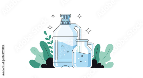 The Refreshing Essence of Hydration Two Transparent Containers Filled with Pure and Clean Water