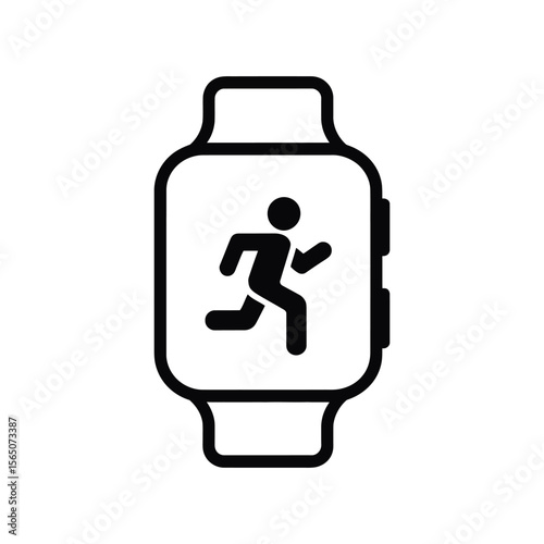 Black Smartwatch with Running Figure Icon fitness tracker