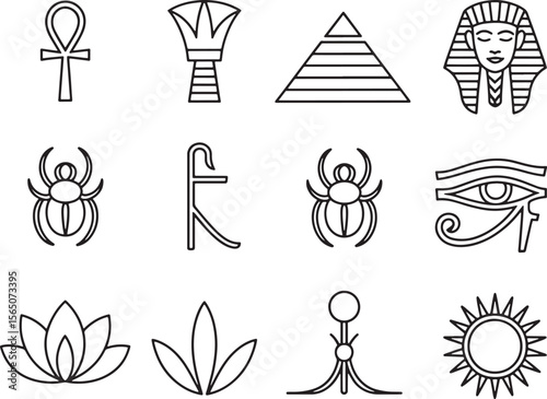 Ancient Egyptian Eye Symbol Line Art with Cat Illustration in a Minimalist Style Design for Creative Projects