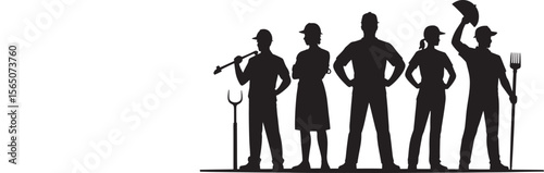 Silhouette of Construction Workers A Vector Illustration Depicting Teamwork Industry and the Building Trades in Black and White