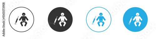 Baby Vaccination icon set. Black solid flat doodle graphic design set
