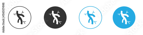 Blood vessel icon set. Black solid flat doodle graphic design set