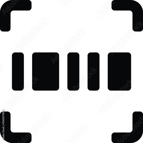 Minimal barcode icon for shopping, payments, orders, and retail systems. Perfect for mobile apps, POS interfaces, scan tools, and modern digital designs. Fully editable vector.