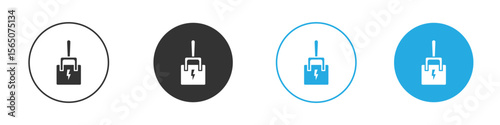 Circuit Breaker icon set. Black solid flat doodle graphic design set