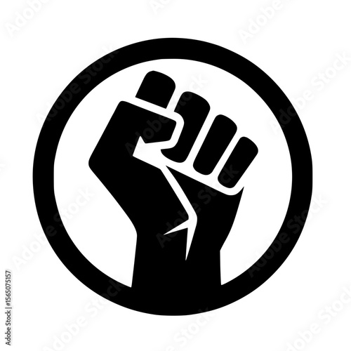 Minimalist Black SVG Silhouette of a Raised Fist for Feminism and Women’s Empowerment Design Themes
