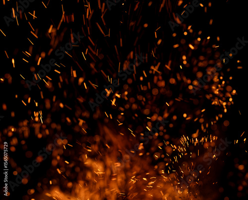 The image is of a fire with a lot of smoke and sparks