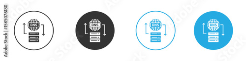 DNS icon set. Black solid flat doodle graphic design set