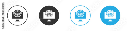 Domain icon set. Black solid flat doodle graphic design set
