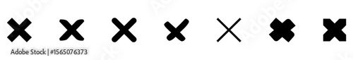 Black cross mark in various style. Hand brush X marks, cancel, wrong, and close icon element vector illustration. Marker grunge sketch style cross symbols and reject checkboxes collection. EPS 10
