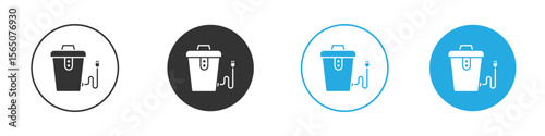 Garbage disposal icon set. Black solid flat doodle graphic design set