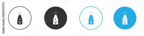Humidifier icon set. Black solid flat doodle graphic design set