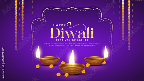 Happy Diwali - festival of lights colorful poster template design with decorative diya lamp. vector illustration.  Indian festival of lights Happy Diwali, holiday Background, Diwali celebration.