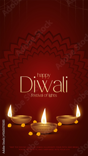 Happy Diwali - festival of lights colorful poster template design with decorative diya lamp. vector illustration.  Indian festival of lights Happy Diwali, holiday Background, Diwali celebration.