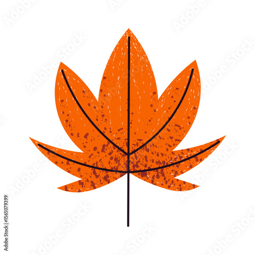 Autumn orange leaf. Bright stylized autumn orange leaf
