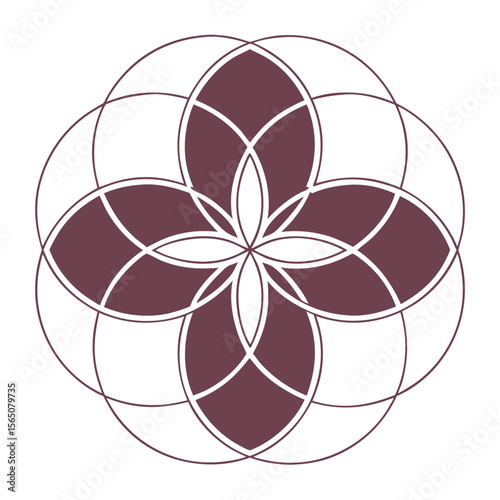 Symmetrical, minimalistic artwork featuring soft overlapping circles in calming neutral tones.