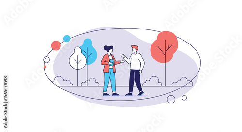 Two People Encountering Each Other in a Park Setting Creating a Memorable Moment