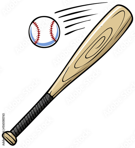 Baseball bat and ball clipart illustration 