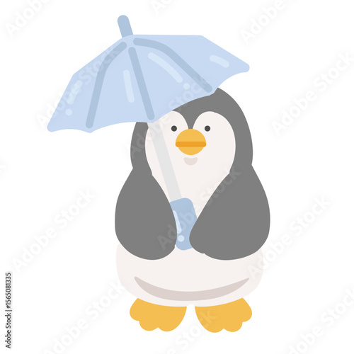 日傘を持つペンギン　熱中症対策　イラスト