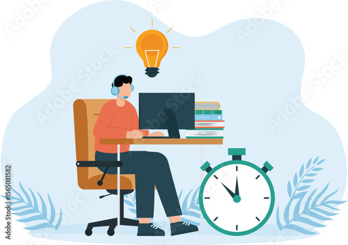Support time,online service or 24-hour customer support chat trending concept
