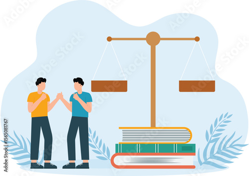 Justice,Professional lawyer punishment concept vector graphic trending concept
