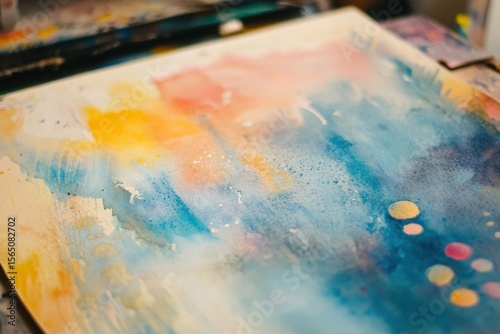 pixel perfect picture of flat lay watercolor stain on paper
